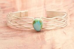 Genuine Sonoran Turquoise Sterling Silver Branch Bracelet